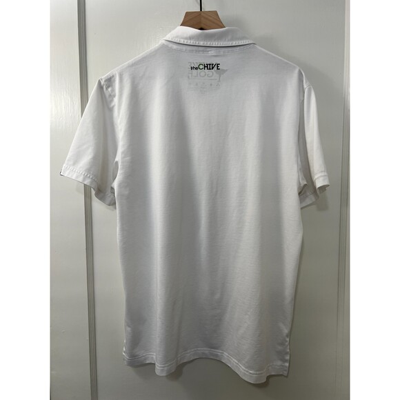Travis Mathew The Chive Chive Golf White Polo Shirt - Men's Size Large *READ* - Picture 2 of 12